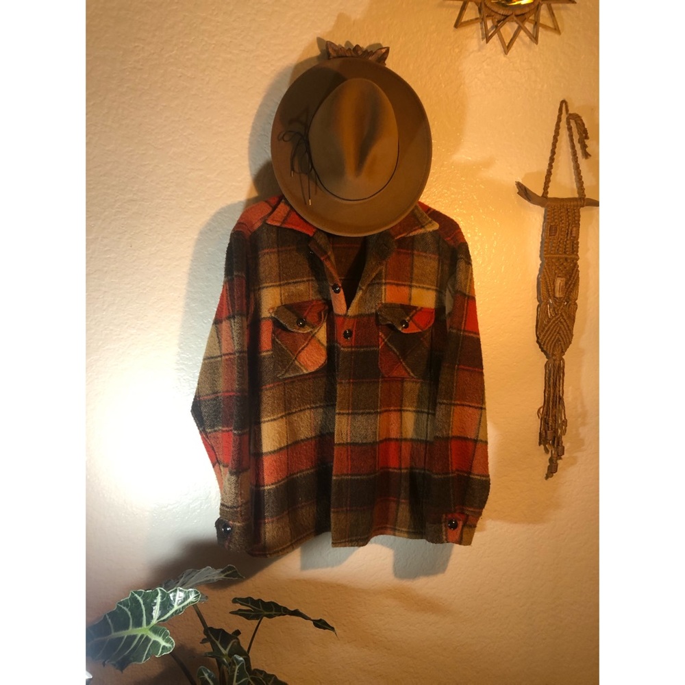 Vintage Melton Outerwear Plaid Jacket